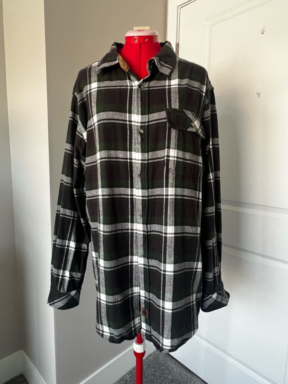 Legendary Whitetails Black, White & Green Plaid Shirt — Branded Button Detail